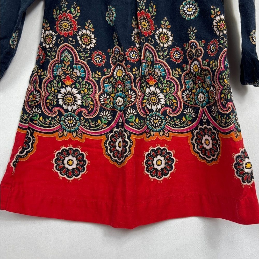 Baby Gap Navy and Red long sleeve cotton floral dress size 12-18 months - Picture 5 of 11